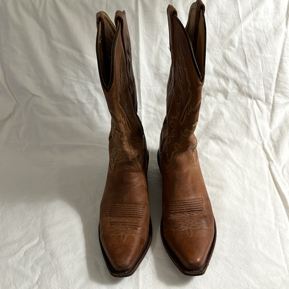Old West LF 1529 Women’s 12” Fashion Snip Toe Cowgirl Boots Tan Size 9 - Picture 2 of 6
